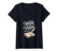 Women's Write Vision Religious Verse Bible Journaling V-Neck T-Shirt