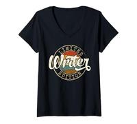 Women's Writer Limited Edition Vintage Stamp Writing V-Neck T-Shirt