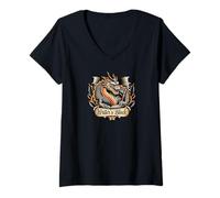 Womens Writer's block dragon tattoo writing humor author birthday V-Neck T-Shirt
