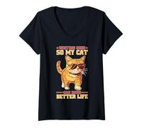 Womens Writing Code So My Cat Can Have Better Life V-Neck T-Shirt
