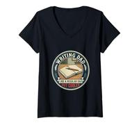 Women's Writing Dad Author Journal Creative Father's Day V-Neck T-Shirt