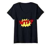Women's WTF Comic Book Font WTF V-Neck T-Shirt