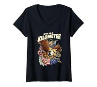 Women's WTF is A Kilometer American Patriotic Eagle V-Neck T-Shirt