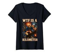Womens WTF Is A Kilometer George Washington 4th Of July Eagle V-Neck T-Shirt
