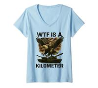 Womens WTF Is A Kilometer George Washington 4th Of July Eagle V-Neck T-Shirt