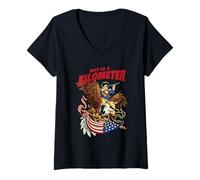 Women's WTF is A Kilometer Patriotic American Eagle V-Neck T-Shirt