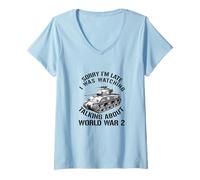 Womens WW2 Enthusiast World War 2 History WWI Documentary Historian V-Neck T-Shirt