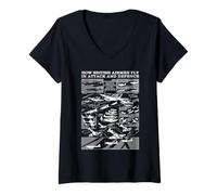 Womens WWII British Airplane Pilots Formation Flying Infographic V-Neck T-Shirt