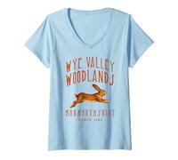 Womens WYE Valley Woodlands Countryside Rabbit V-Neck T-Shirt