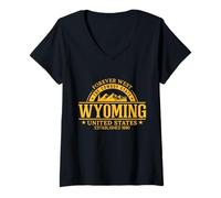 Womens Wyoming Cowboy State Forever West Est 1890 Mountain Souvenir V-Neck T-Shirt