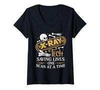 Womens X Ray Tech Saving Lives One Scan At A Time Radiology Apparel V-Neck T-Shirt