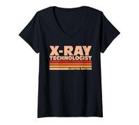 Women's X-Ray Technologist Retro Sunrise V-Neck T-Shirt