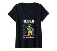 Womens Xennial Born 1977 to 1983 Funny Nostalgia V-Neck T-Shirt