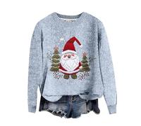 Womens Xmas Jumper Santa Claus Striped Sweaters Elk Jumpers Wine Glass Loose Sweatshirts Fair Isle Cable Knit Long Sleeve Sweater Lightweight Ladies Christmas Knitted Winter Warm Pullover Knitwear