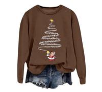 Womens Xmas Sweatshirts Crewneck Thin Ugly Graphic Pullover Sweatshirts for Women Athletic Long Sleeve Ladies Christmas Deer Western Hoodies Christmas Decor Anime Cute Sweatshirts Coffee