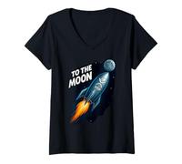Womens XRP ETF to The Moon Mission Crypto Sky Rocket Launch V-Neck T-Shirt