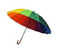 Women's XXL Long Umbrella for Two People - Rainbow - Happy Rain Umbrella Long Cane, Large Diameter 130 cm, Very Robust 16 Ribs, Multi-Coloured