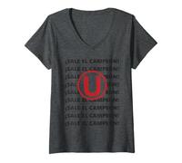 Womens Y DALE U Universitario de Deportes Peru Peruvian Flag Cream V-Neck T-Shirt