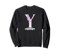 WOMENS 'Y' INITIAL LETTER AND PINK GINGHAM FLORALGRN RIBBON Sweatshirt