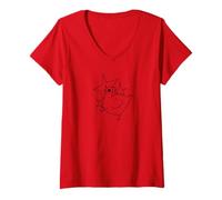 Womens Y2K 90s Crazy Scary Chicken Hen is Scared Under a Starry Sky V-Neck T-Shirt