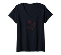 Womens Y2K 90s Crazy Scary Chicken Hen is Scared. V-Neck T-Shirt