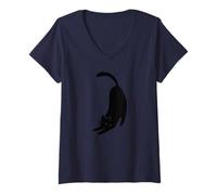 Women's Y2K 90s Cute Sleepy Cat Tomcat Stretching V-Neck T-Shirt