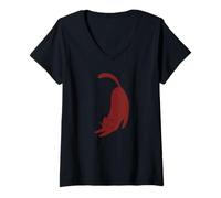 Women's Y2K 90s Cute Sleepy Tomcat Cat Stretching V-Neck T-Shirt