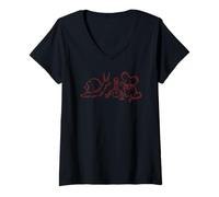 Women's Y2K 90s Tea Time with Snail Mouse and Worm V-Neck T-Shirt
