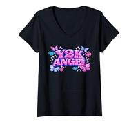 Women's Y2K Angel Butterfly Design Brings Back the Iconic Early 2000 V-Neck T-Shirt