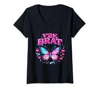 Women's Y2K Brat Design Brings Back the Iconic Early 2000 V-Neck T-Shirt