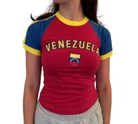 Womens Y2k Brazil Crop Tshirt Short Sleeve Letter Print Graphic Baby Tee Aesthetic Vintage 90s Streetwear (Colorful, L)