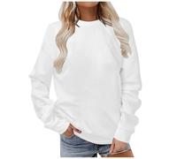 Women's Y2K Crew Neck Pullover Sweatshirts for Women Casual Solid Cute Outfits Comfort Sweaters Funny Aesthetic Sweatshirts Fashion 2025 Workou Trendy Essential Fall Womens Loose Fit White