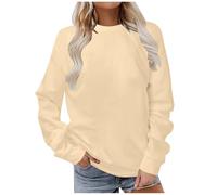 Women's Y2K Crew Neck Pullover Sweatshirts for Women Casual Solid Cute Outfits Comfort Sweaters Funny Aesthetic Sweatshirts Fashion 2025 Workou Trendy Essential Fall Womens Loose Fit Beige
