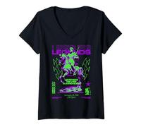Womens Y2K Legends - Bold Urban Graffiti Aesthetic V-Neck T-Shirt