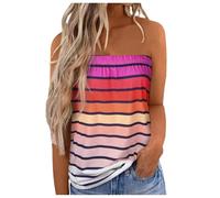 Womens Y2K Long Tube Tops Off The Shoulder Striped Summer Bandeau Tops Going Out Loose Fit Backless Bustier Night Out Stripes Strapless Cute Clothes Sexy Comfortable Off Shoulder Orange