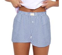 Womens Y2K Lounge Shorts - Womens Short Pyjamas Cotton Soft Cute Gingham Boxer Shorts Women Lightweight Breathe Womens Summer Shorts Loose Low Rise Running Shorts Womens Stretch Gym Shorts Womens