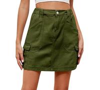 Womens Y2K Low Waist Mini Skirt Cargo Skirt for Women UK Summer Short Straight Skirts with Pockets Belt Wrap Bodycon Pencil Skirts Utility Hiking Running Vacation Beach Army Green Sale s