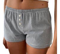Womens Y2K Pajama Shorts Low Waist Striped Boxer Short Cute Lounge Floral Pj Short Comfy Sleep Bottoms (Sky Blue, XL)