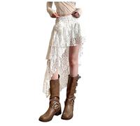 Women's Y2k Short Skirt with Lace Ruffle Lace Skirt Y2K Short Skirts for Women Medium High Short Skirts Sexy Low Waist Short Skirt Lace Skirt Casual A-line Skirt, a2 white 2, S
