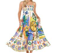 Womens Y2k Sundress Long Boho Floral Backless Maxi Dress Graffiti Print a Line Square Neck Spaghetti Strap Dresses Festival Women's Sun Dress Flowy Swing Holiday Beach Vintage Party Dresses UK Sales