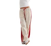 Women's Y2k Track Pants - Drawstring Waist Side Stripe Wide Leg Casual Baggy Joggers Loose Fit Vintage Sports Trousers Streetwear Retro Athletic Parachute Pants Sweatpants (Red,M)