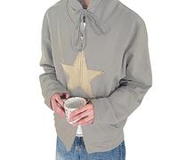 Women's Y2k Zip Up Hoodies Long Sleeve Graphic Star Print Hooded Jacket Oversized Goth Harajuku Sweatshirt Punk Grunge Streetwear