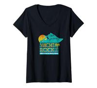 Womens Yacht Rock Party Boat Drinking T-Shirt Maritime = Party Time V-Neck T-Shirt