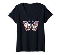Womens Yael Butterfly - Personalized Cute Name Word Art V-Neck T-Shirt