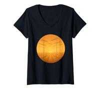 Womens Yagi Antenna Field Sunrise HF Array V-Neck T-Shirt