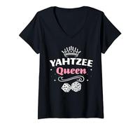 Womens Yahtzee Queen Game Night Dice Game V-Neck T-Shirt