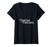 Women's Yahuah Yahusha Creator Jesus Christ Church Lord God Theology V-Neck T-Shirt