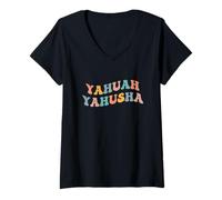 Women's Yahuah Yahusha Jesus Christ Lord God Messiah Hebrew Creator V-Neck T-Shirt