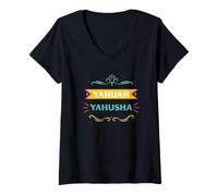 Women's Yahuah Yahusha Lord Jesus Christ Hebrew Creator Messiah God V-Neck T-Shirt