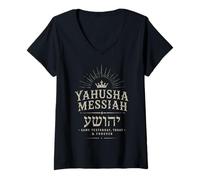 Women's Yahusha Messiah Same Yesterday Today Forever Hebrew V-Neck T-Shirt